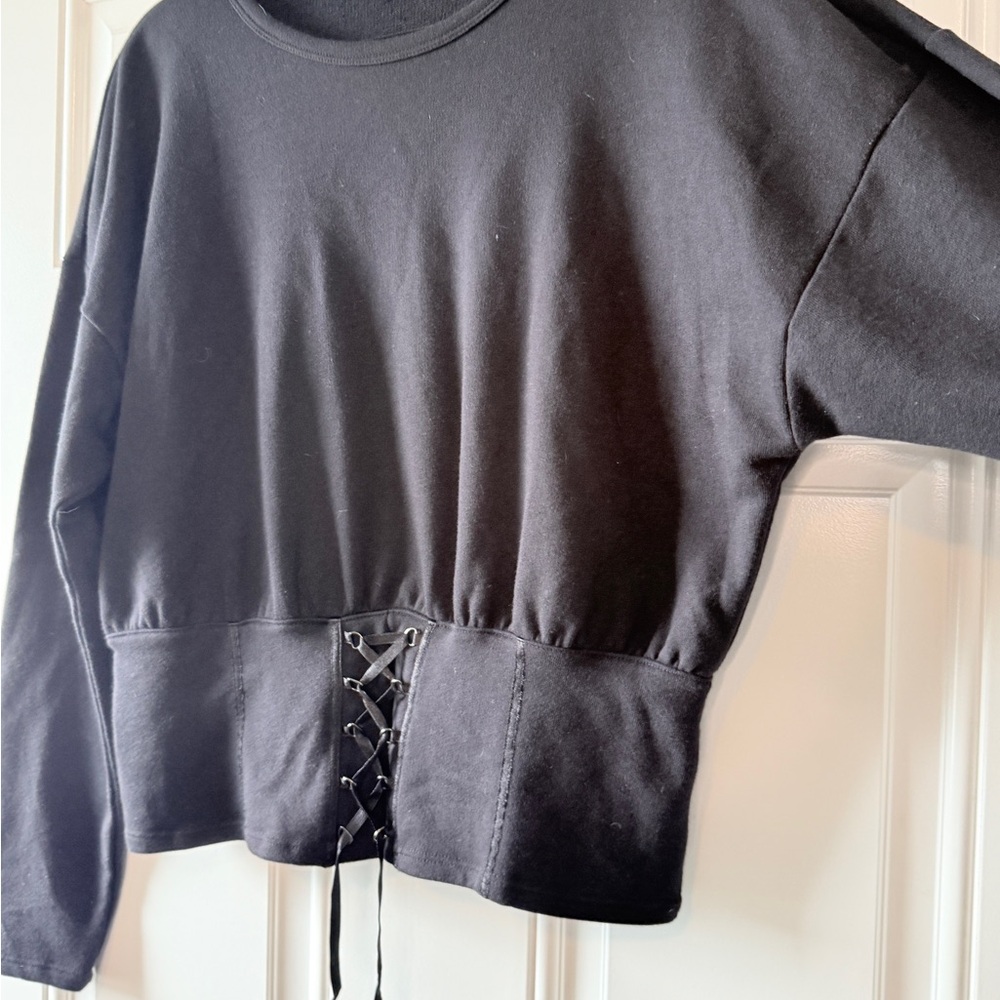 Project RUNWAY Black Lace-Up Sweatshirt - Picture 5 of 11